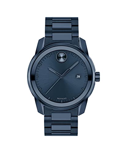 Movado Mens Bold Verso Swiss Quartz Watch with Stainless Steel Strap, Blue, 21 (Model: 3600737)