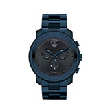 Movado Mens Bold Metals Chronograph PVD Watch with a Printed Index Dial, Blue (Model 3600279)