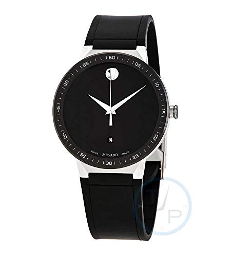 Movado Mens Swiss Sapphire Black Rubber Strap Watch 41mm (Model: 0607406)