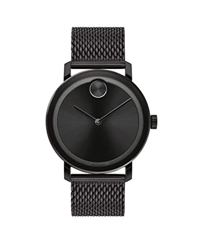 Movado Mens Swiss Quartz Watch with Stainless Steel Strap, Black, 21 (Model: 3600562)