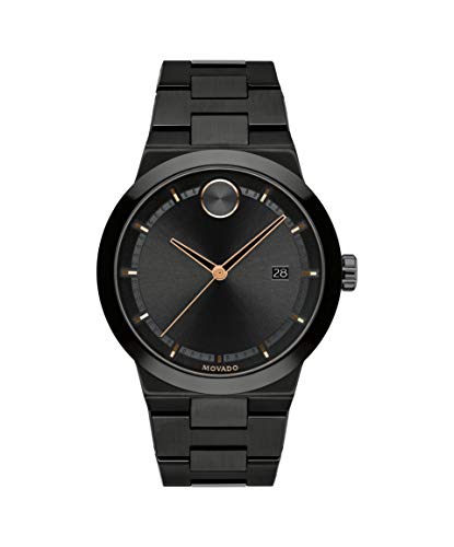 Movado Mens Bold Fusion Swiss Quartz Watch with Stainless Steel Strap, Black, 20 (Model: 3600662)