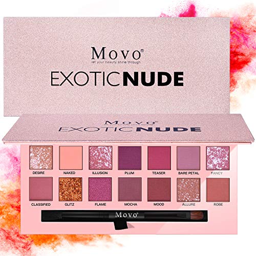 Movo Eyeshadow Palette Makeup Set  14 Colors Long Lasting Eye Shadow Matte Nude Shimmer Makeup Pallet with Brush, Highly Pigmented Colorful Powder Waterproof Eye Shadow, Idea Gift for