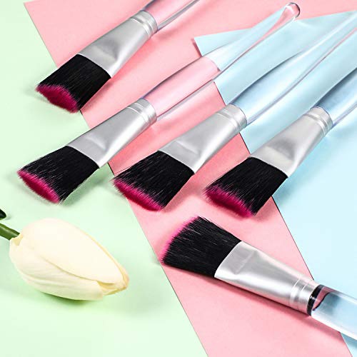  Mudder Facial Mask Brush Makeup Brushes Cosmetic Tools with Clear Plastic Handle, 5 Pack (Silver with Black Rose Brush)