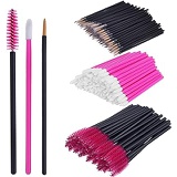 N\A 300PCS Disposable Makeup Applicators Brushes Tools Kit -100pcs Lip Applicators,100pcs Mascara Wands,100pcs Eyeliner Brushes (Rose Red)