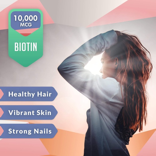  NABUU Biotin with Organic Coconut Oil - Supports Healthy Hair, Skin & Nails - Vitamin Supplement Promoting Hair Growth for Women & Men - Vegan, Organic & Gluten-Free - (60 Capsules
