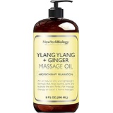 NEW YORK BIOLOGY THE ULTIMATE COSMECEUTICALS New York Biology Ylang Ylang and Ginger Massage Oil - 100% Natural Ingredients - Sensual Body Oil Made with Essential Oils For Muscle Relaxation and Deep T