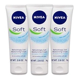 NIVEA Soft Moisturizing Creme - Pack of 3, All-In-One Cream For Body Face and Hands, Travel Size - 2.6 oz. Tubes
