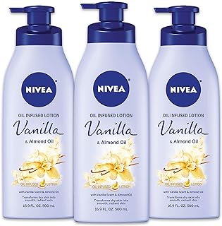 NIVEA Vanilla and Almond Oil Infused Body Lotion, 16.9 Fl. Oz (Pack of 3)