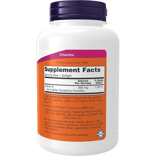  NOW Supplements, Vitamin E-400 IU, D-Alpha Tocopheryl, Antioxidant Protection*, 250 Softgels