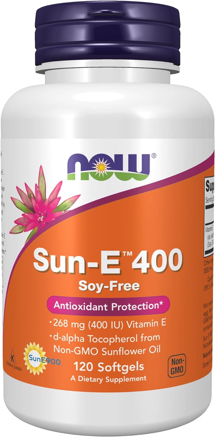 NOW Supplements, Sun-E 400 IU with d-alpha Tocopherol from Non-GMO Sunflower Oil, 120 Softgels