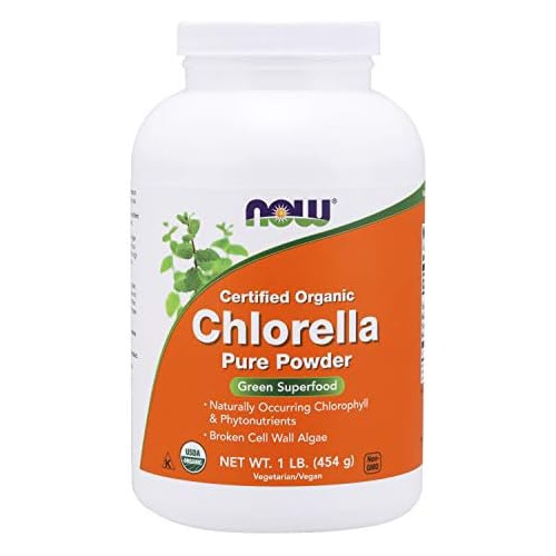  NOW Supplements, Organic Chlorella Powder with naturally occurring Chlorophyll, Beta-Carotene, mixed Carotenoids, Vitamin C, Iron and Protein, 1-Pound