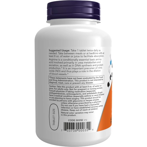  NOW Supplements, L-Arginine 1,000 mg, Nitric Oxide Precursor*, Amino Acid, 120 Tablets