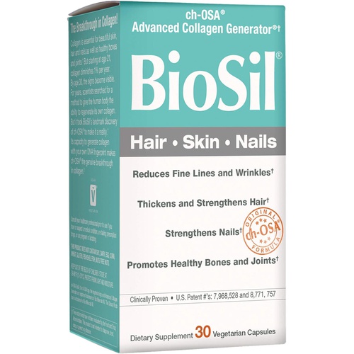  BioSil by Natural Factors, Hair, Skin, Nails, Supports Healthy Growth and Strength, Vegan Collagen, Elastin and Keratin Generator, 120 Capsules