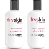 Dry Skin Cleanser and Toner Set by Natural Outcome Skincare - Replenishing Face Wash, Refreshing Facial Toner