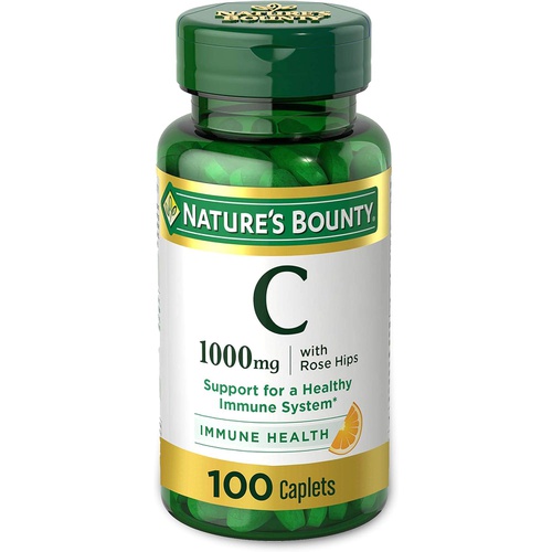  Natures Bounty Nature’s Bounty Vitamin C + Rose Hips, Immune Support, 1000mg, Coated Caplets, 100 Ct