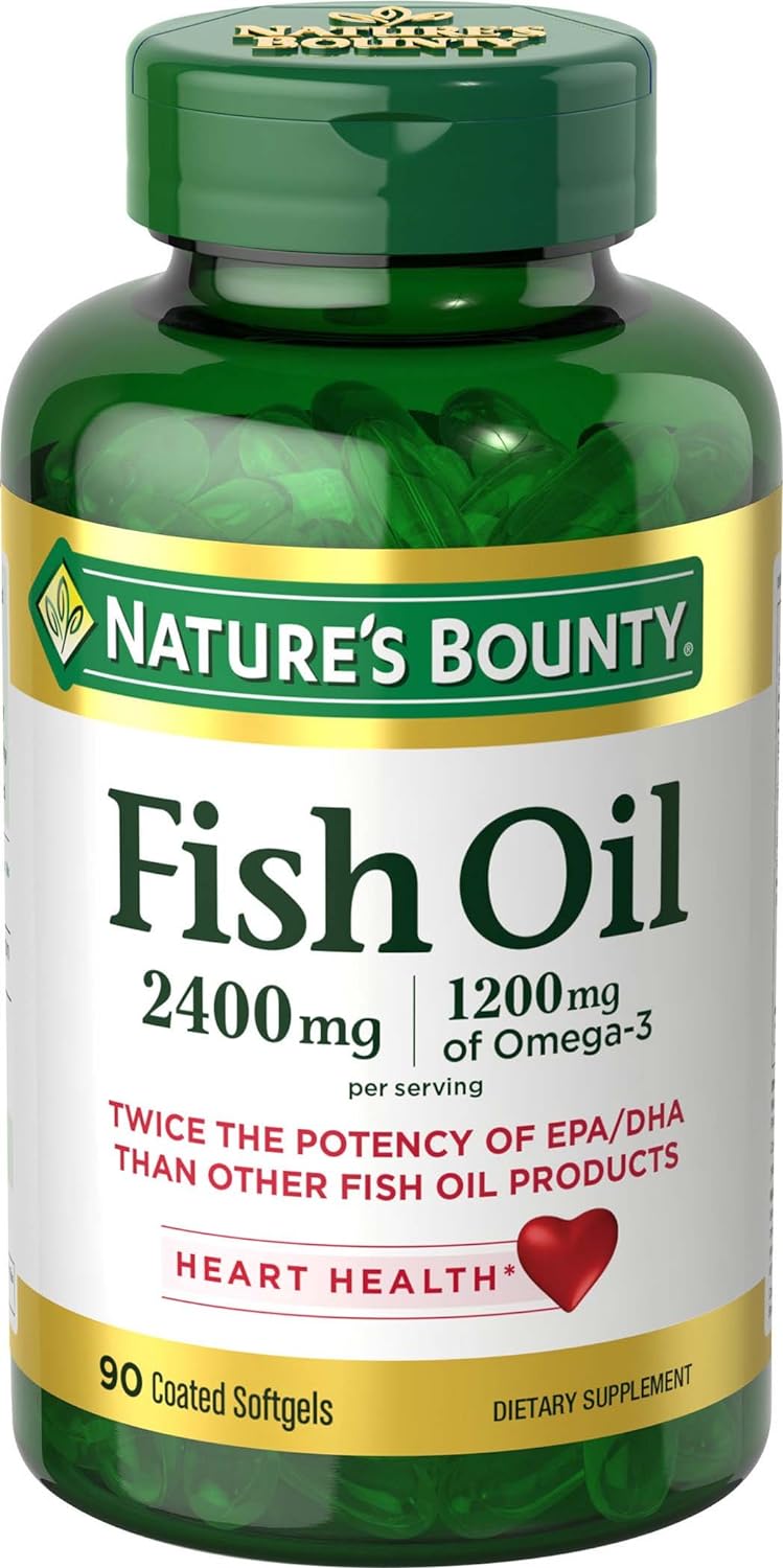 Natures Bounty Nature’s Bounty Fish Oil, Supports Heart Health, 2400mg, Coated Softgels, 90 Ct.