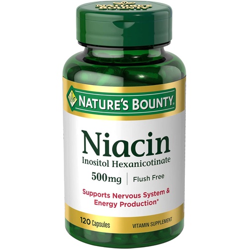  Natures Bounty Nature’s Bounty Niacin 500mg Flush Free, Cellular Energy Support, Supports Nervous System Health, 120 Capsules