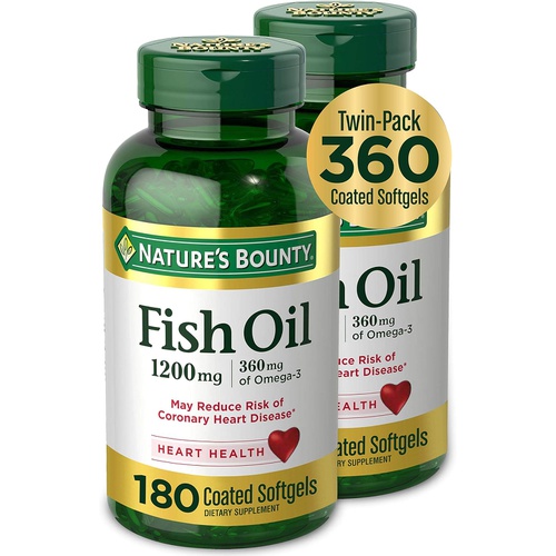  Natures Bounty Fish Oil, Supports Heart Health, 1200 Mg, Rapid Release Softgels, 200 Ct
