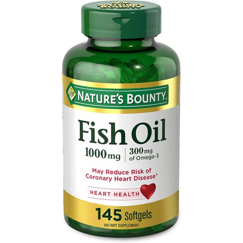  Natures Bounty Nature’s Bounty Fish Oil, Supports Heart Health, 1000mg, Rapid Release Softgels, 145 Ct