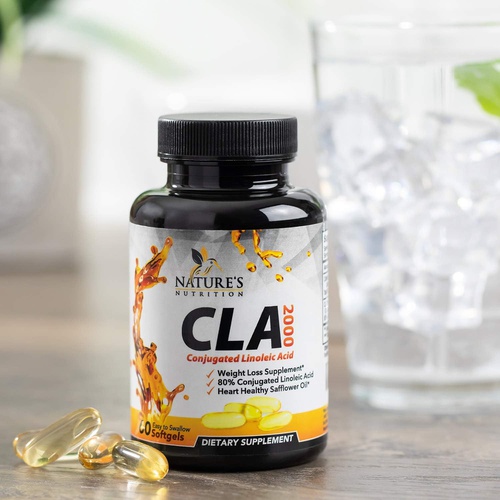  Natures Nutrition CLA Supplements - Active Conjugated Linoleic Acid CLA Pills for Weight Management, Lean Muscle, & Energy Support - CLA Supplement Stimulant Free CLA Vitamins from Non-GMO Safflower