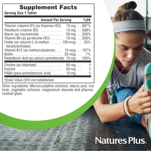  NaturesPlus B-Complex - 90 Tablets - Energy, Immune System & Heart Health Support - Rice Bran Base - Vegetarian, Gluten Free - 90 Servings