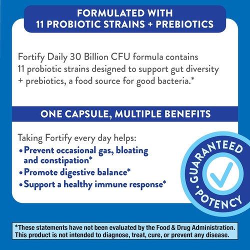  Natures Way Nature’s Way Fortify Daily Probiotic for Adults, 30 Billion Live Cultures, 10 Strains, Prebiotics, 30 Capsules