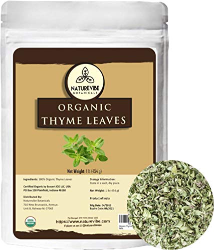 Naturevibe Botanicals Organic Thyme Leaves, 16 ounces (1lb) | Non-GMO and Gluten Free | Adds Aroma and Flavor