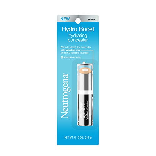  Neutrogena Hydro Boost Hydrating Concealer Stick for Dry Skin, Oil-Free, Lightweight, Non-Greasy and Non-Comedogenic Cover-Up Makeup with Hyaluronic Acid, 20 Light, 0.12 Oz