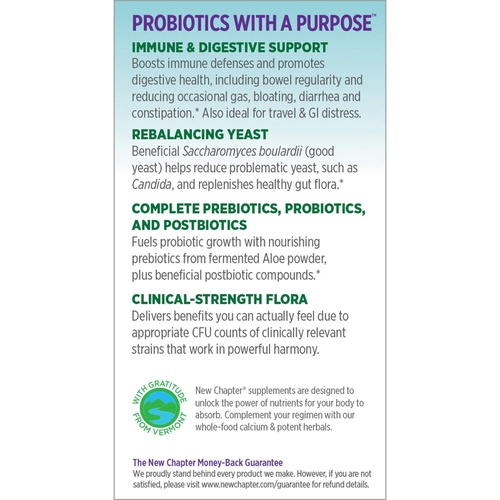  New Chapter Probiotic All-Flora - (2 Month Supply) for Advanced Immune Support with Prebiotics + Postbiotics for Women and Men + Saccharomyces Boulardii + 100% Vegan + Non-GMO + Sh