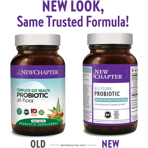  New Chapter Probiotic All-Flora - (2 Month Supply) for Advanced Immune Support with Prebiotics + Postbiotics for Women and Men + Saccharomyces Boulardii + 100% Vegan + Non-GMO + Sh