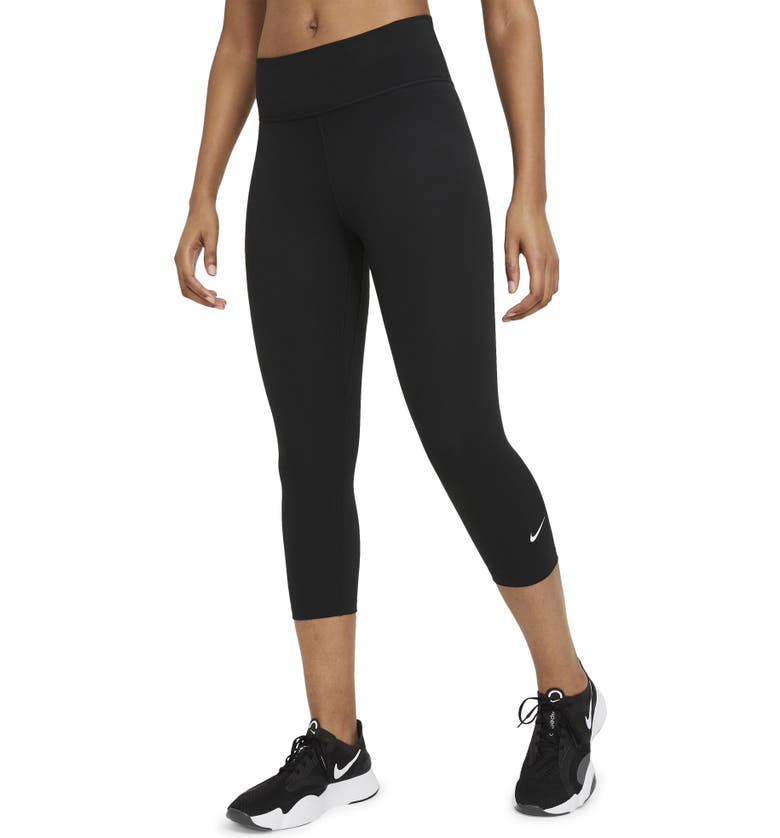 나이키 Nike One Capri Leggings_BLACK/ WHITE