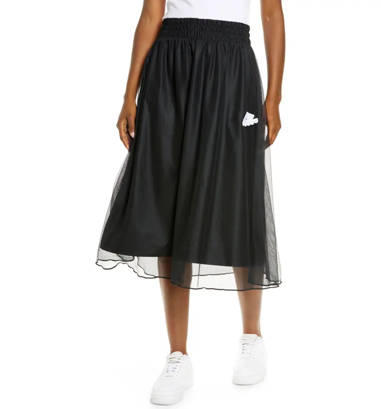 Nike Sportswear Woven Midi Skirt_BLACK/ OFF NOIR/ WHITE