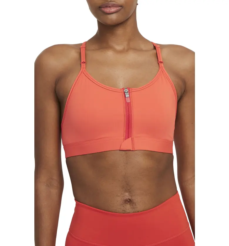 Nike Dri-FIT Indy Zip-Front Sports Bra_CHILE RED/ BLACK/ WHITE