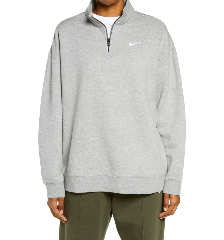 Nike Sportswear Quarter Zip Pullover_GREY HEATHER/ WHITE