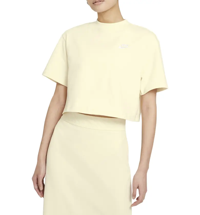 Nike Sportswear Short Sleeve Jersey Crop Top_COCONUT MILK/ WHITE