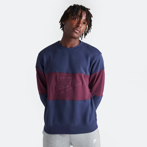 나이키 Mens Nike Club French Terry Colorblocked Crewneck Sweatshirt