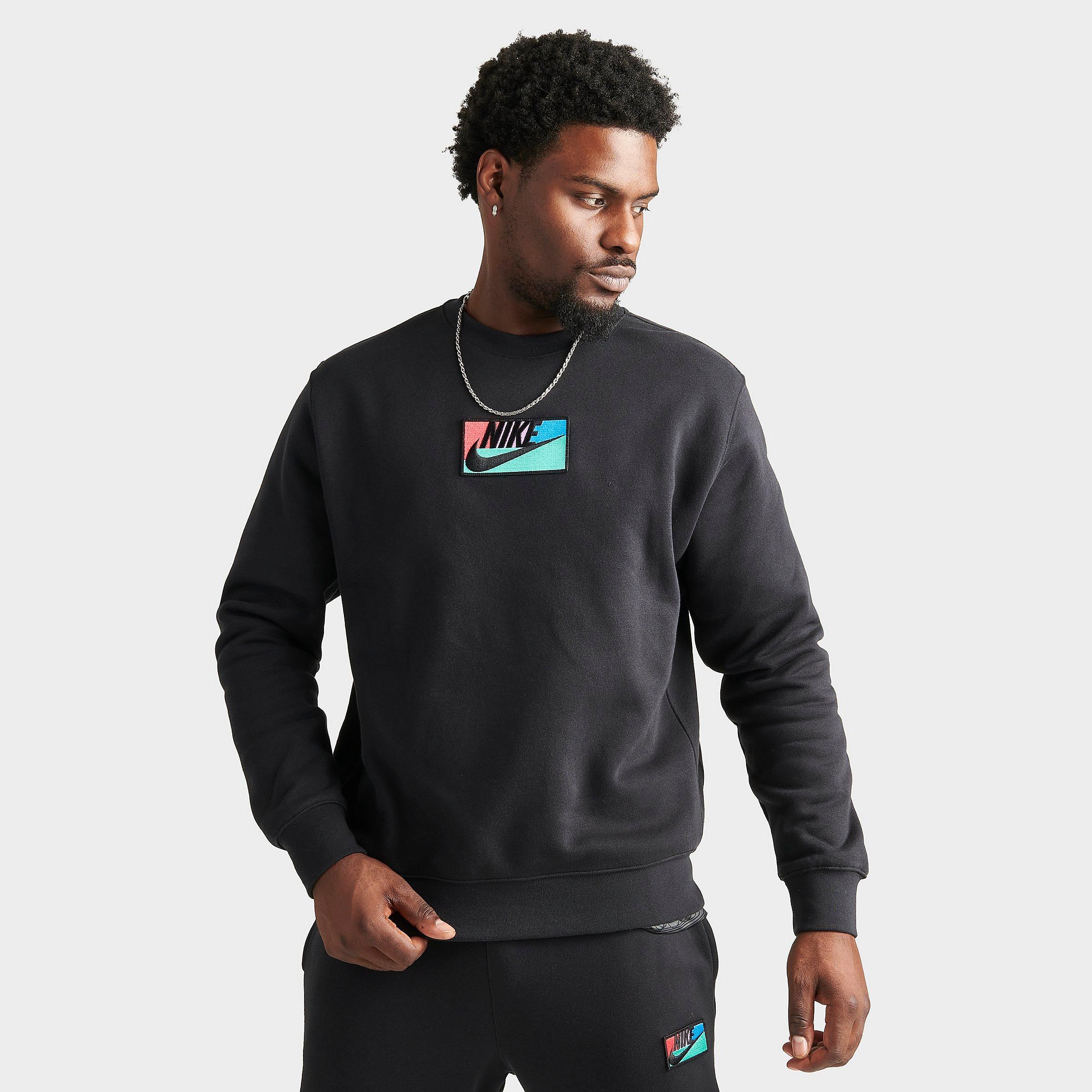 나이키 Mens Nike Club Fleece Logo Patch Crewneck Sweatshirt