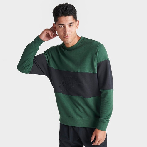 나이키 Mens Nike Club French Terry Colorblocked Crewneck Sweatshirt
