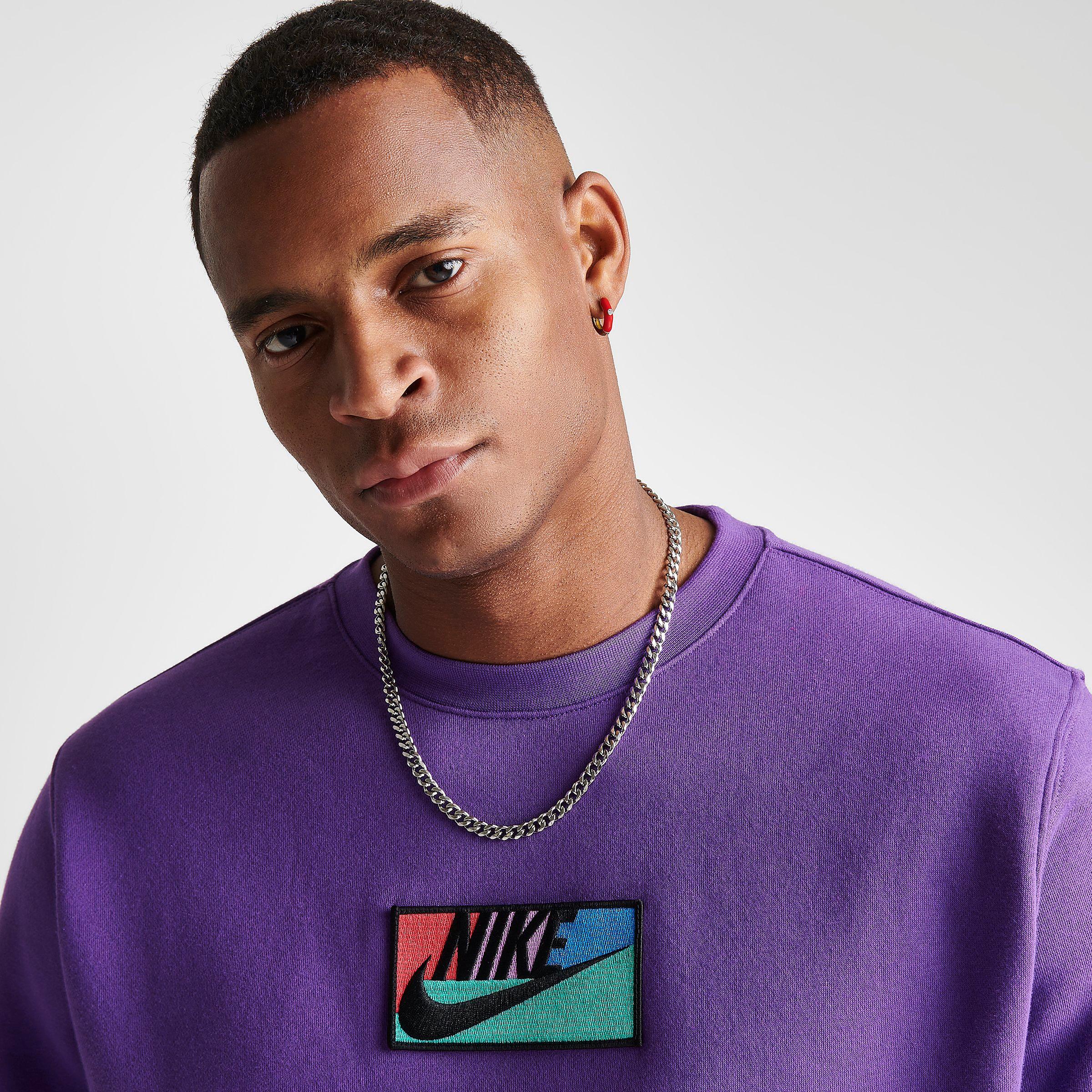 나이키 Mens Nike Club Fleece Logo Patch Crewneck Sweatshirt