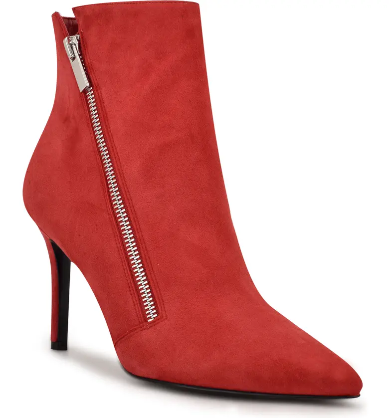 Nine West Fast Pointed Toe Bootie_RED SUEDE