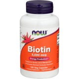 Now Foods NOW Biotin 5,000 mcg - 120 VCaps (Pack of 2 Bottles)