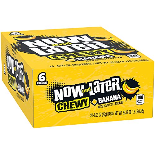 Now and Later Now & Later Soft Taffy Chewy Banana Fruit Chews,0.93 Ounce (Pack of 24)