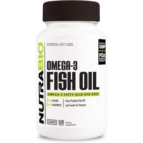  NutraBio Omega 3 Fish Oil Supplement for Cardiovascular Health - 500 Softgels