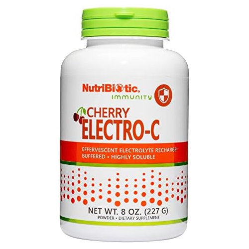  NutriBiotic - Cherry Electro-C Vitamin C & Electrolyte Powder, 8 Oz 850 Mg Vitamin C Per Serving Effervescent Electrolyte Recharge Buffered & Highly Soluble Non-GMO & Gluten Free