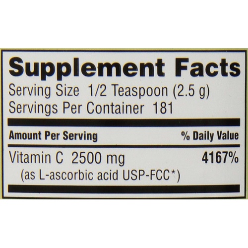  NutriBiotic Ascorbic Acid Vitamin C Powder, 16 Oz Pharmaceutical Grade L-Ascorbic Acid, 2000 Mg Per Serving Essential Immune & Antioxidant Collagen Support Supplement Vegan, Gluten