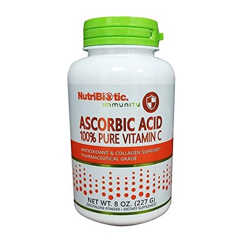  NutriBiotic Ascorbic Acid Vitamin C Powder, 8 Oz Pharmaceutical Grade L-Ascorbic Acid, 2000 Mg Per Serving Essential Immune & Antioxidant Collagen Support Supplement Vegan, Gluten