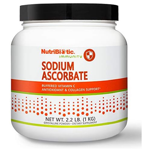  NutriBiotic - Sodium Ascorbate Buffered Vitamin C Powder, 2.2 Lb Vegan, Non-Acidic & Easier on Digestion Than Ascorbic Acid Essential Immune Support & Antioxidant Supplement Gluten