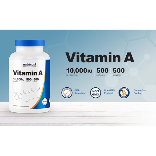  Nutricost Vitamin A 10,000 IU, 500 Softgel Capsules