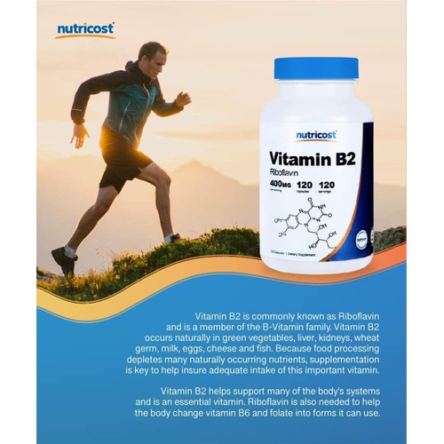  Nutricost Vitamin B2 (Riboflavin) 400mg, 120 Capsules - Gluten Free, Non-GMO