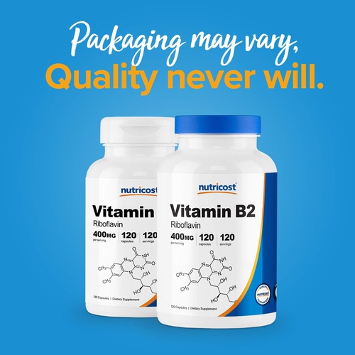  Nutricost Vitamin B2 (Riboflavin) 400mg, 120 Capsules - Gluten Free, Non-GMO